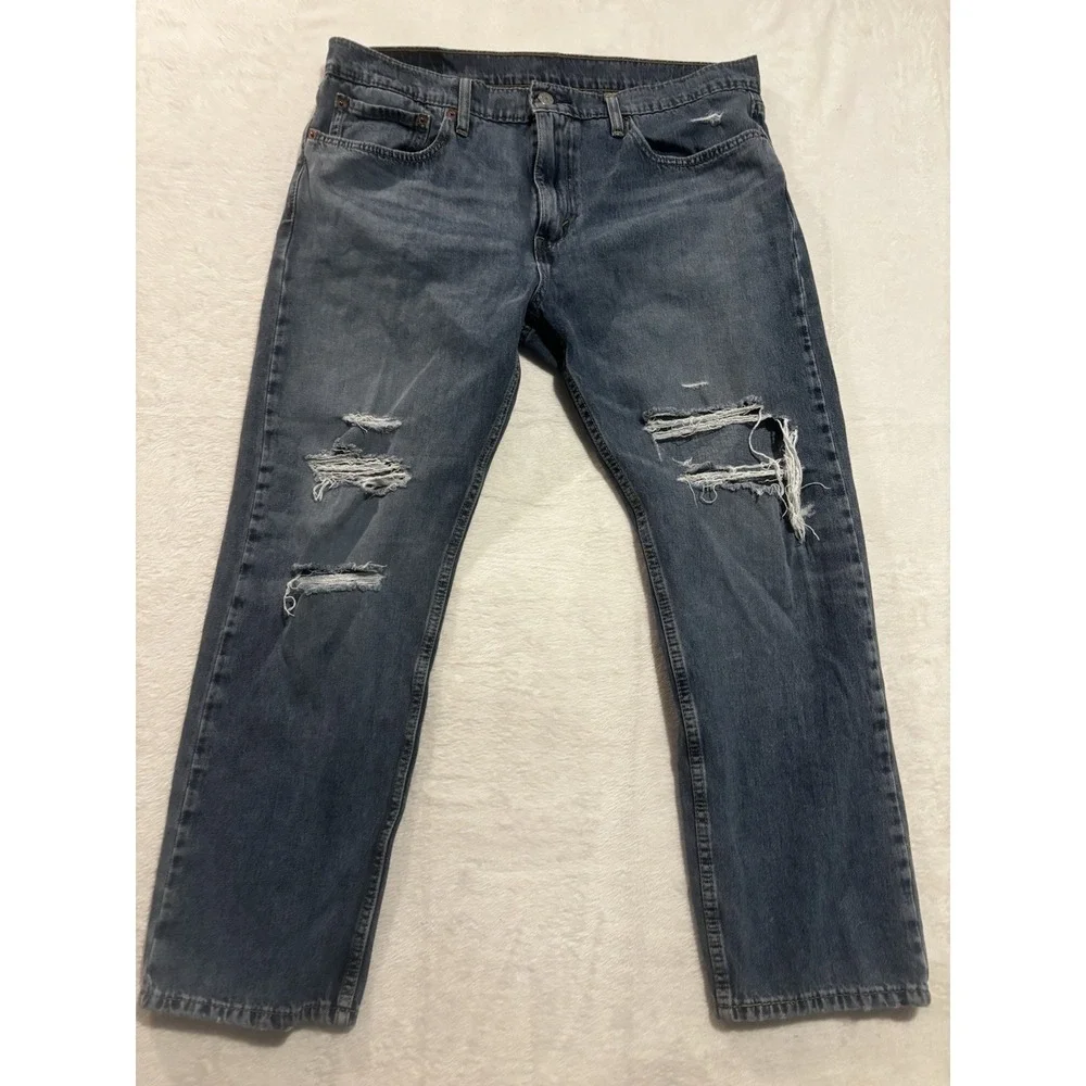 Levis 502 Jeans Mens 36x29 (actual 36x27) Stretch Med‎ Wash All Seasons Distress